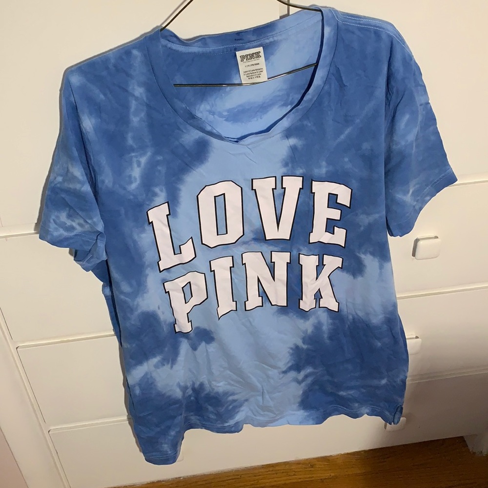 Beautiful blue tye die PINK t shirt